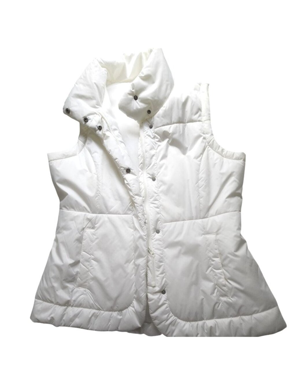 White Puffer Vest jacket Womens Size L winter autumn fall snap closure neutral
